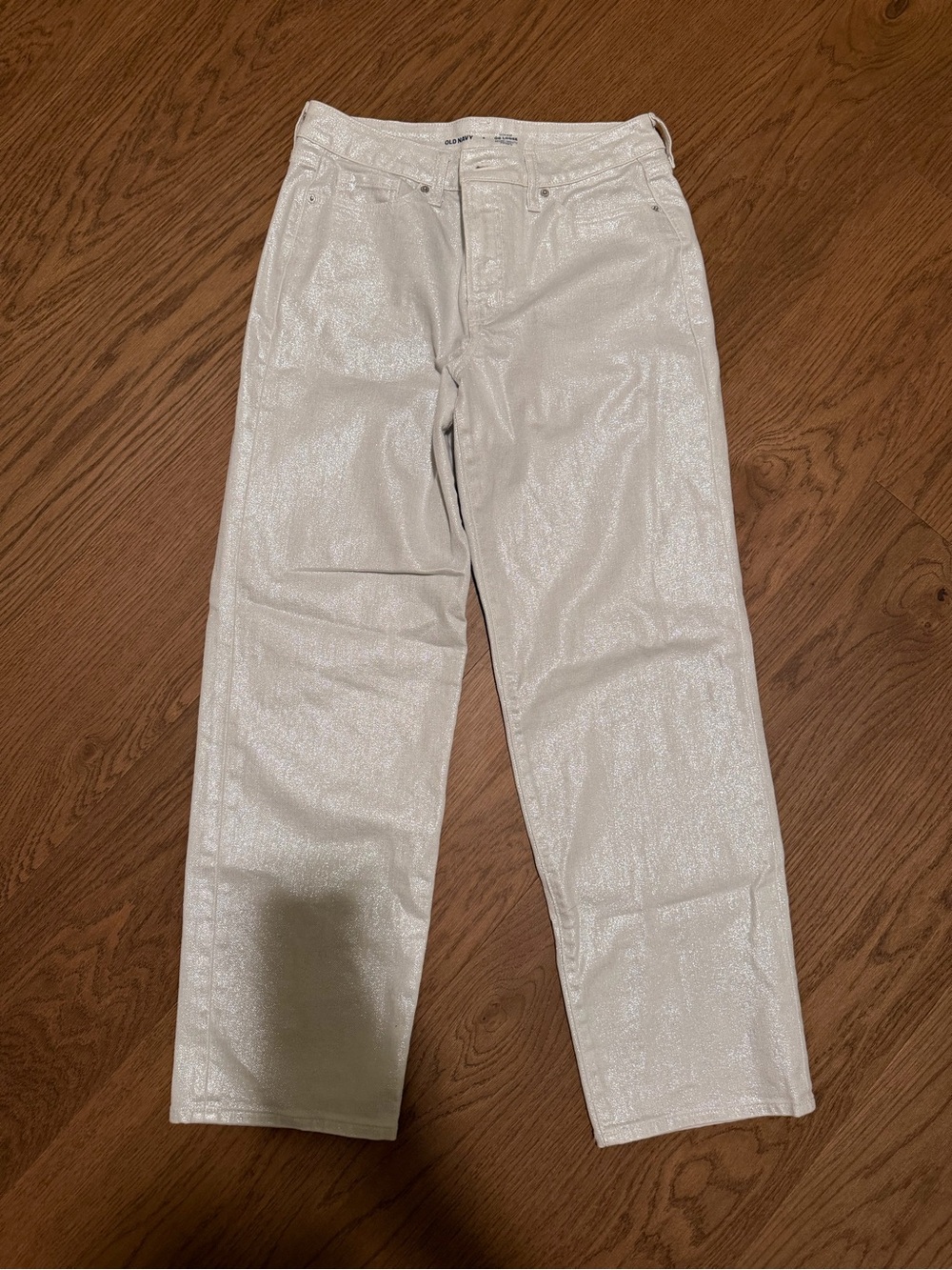Old Navy Women’s Shimmer Silver Relaxed Jeans